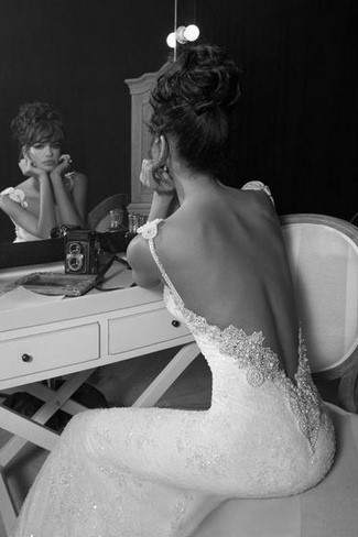 Backless Wedding Dress With 2-Strap Lace