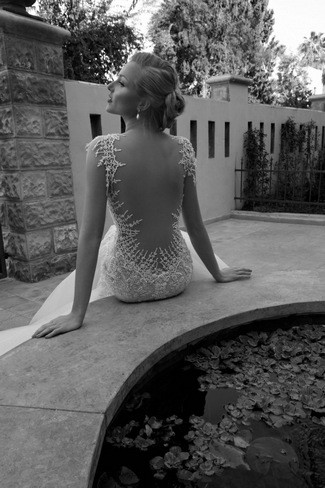 Backless Wedding Dress With Curved Lace