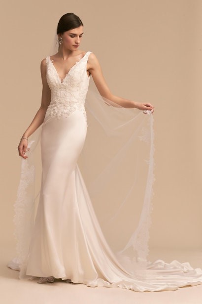 V-Neck Gown With Lace Detailing