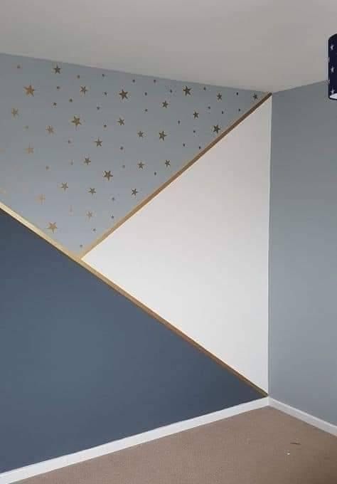 Ash White & Gray Wall Design - Bedroom