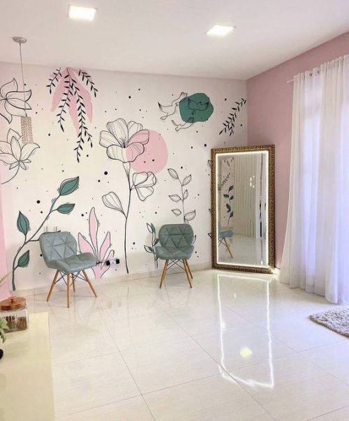 bedroom pink wall paint design