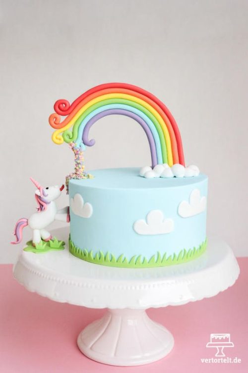 Rainbow Unicorn sheet cake