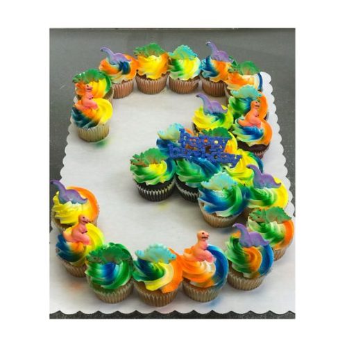 dinosaur cupcake cake layout