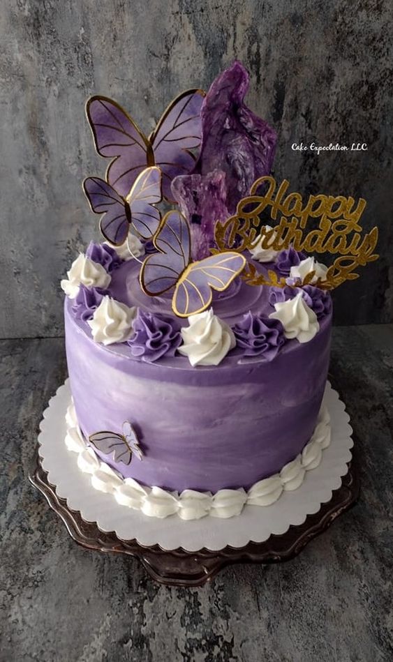 Butterfly sweet 16 birthday cakes purple