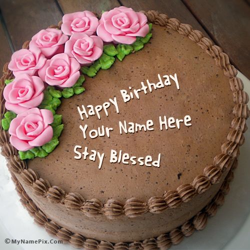 Chocolate Birthday Cake With Roses wishes