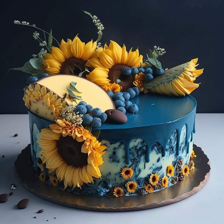 birthday cakes with sunflowers