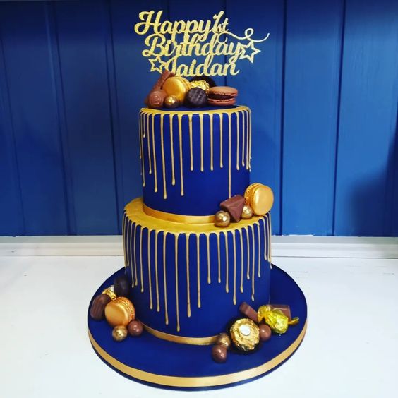 choclate blue themed 50th birthday cake for him