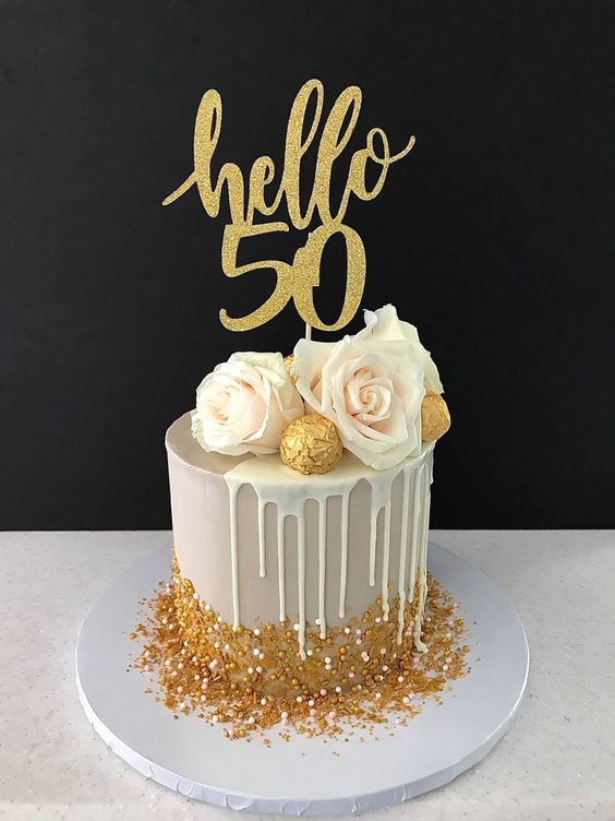 elegant 50th birthday cake for her