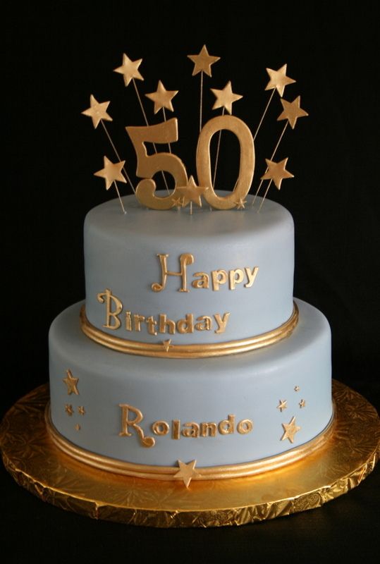 gold-themed 50th birthday cake