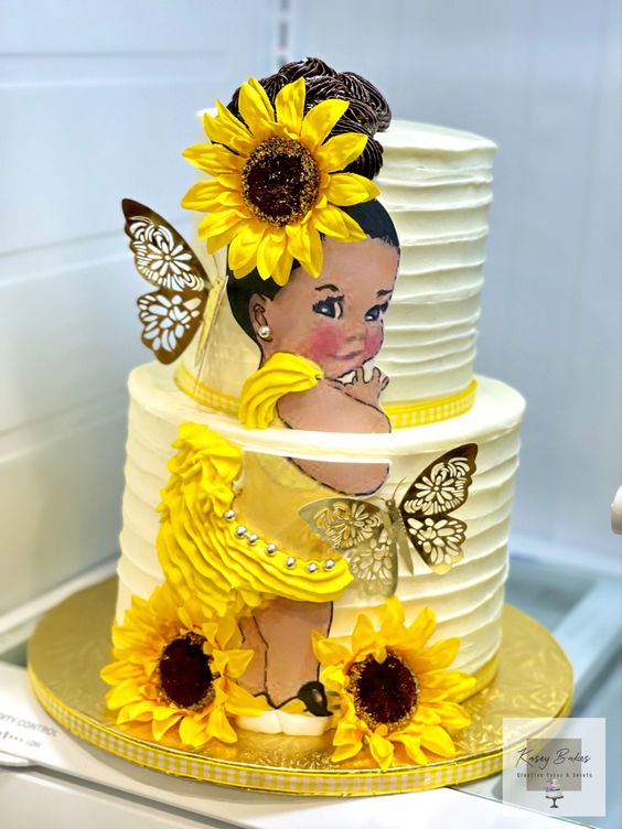 happy birthday sunflower cake