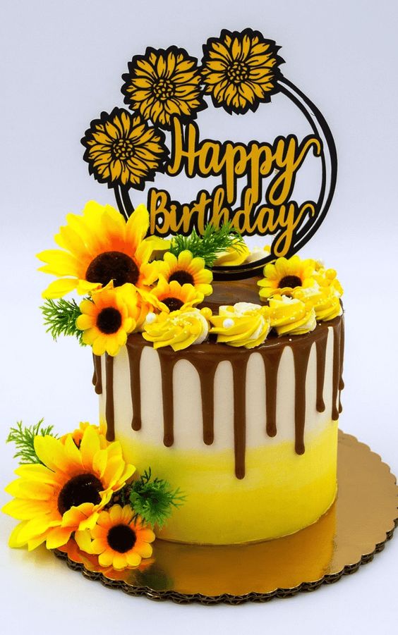 simple sunflower birthday cake
