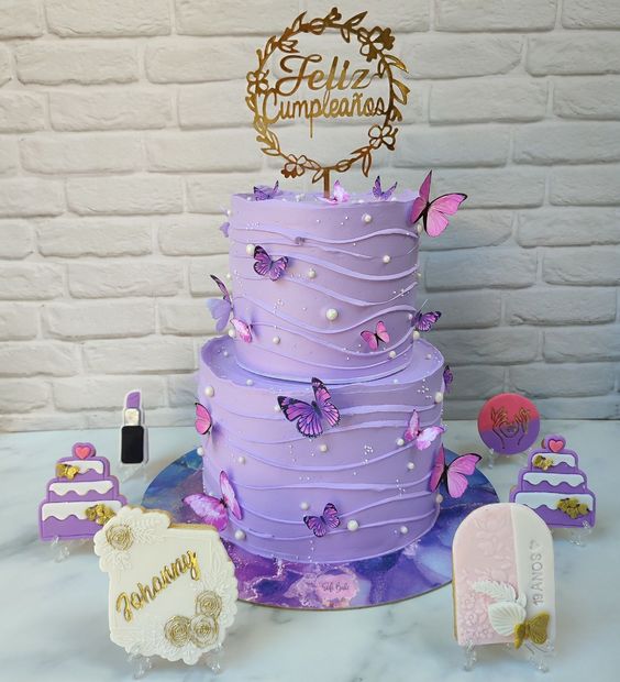 simple sweet 16 birthday cakes purple