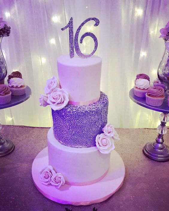sweet 16 birthday cakes purple
