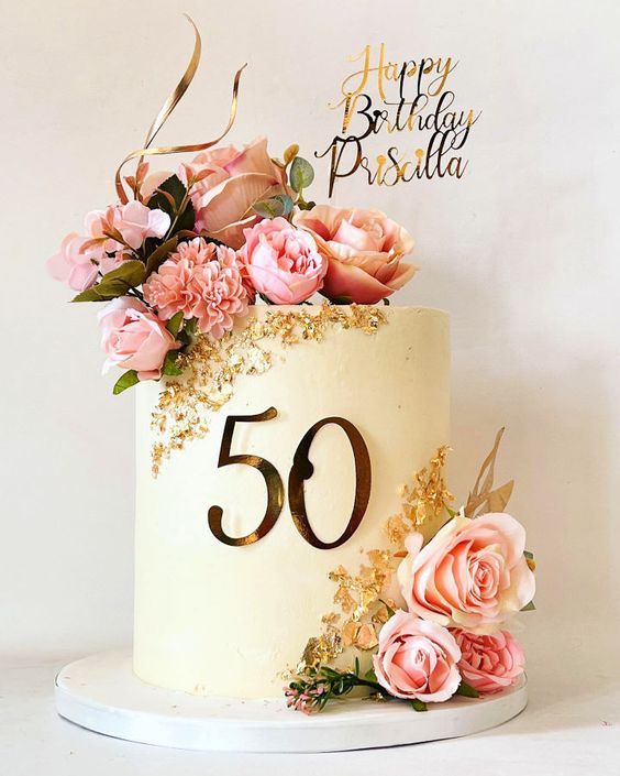 vintage 50th birthday cake for women