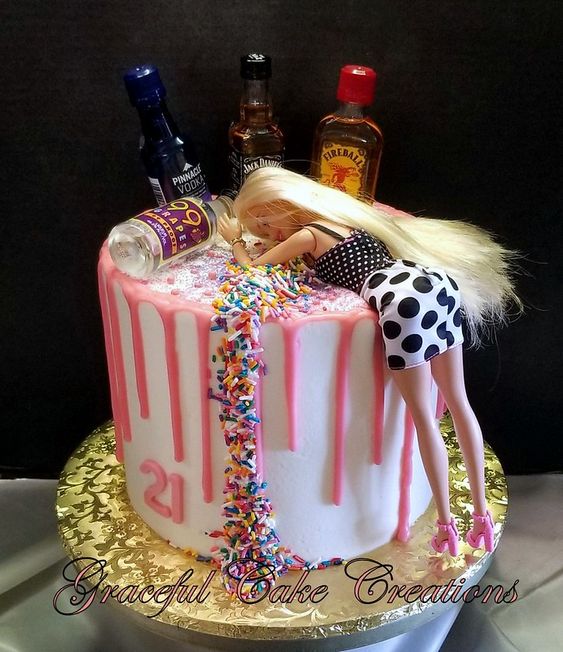 21st birthday cake drunk barbie