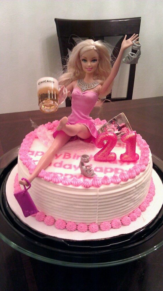 21st birthday cake ideas drunk barbie