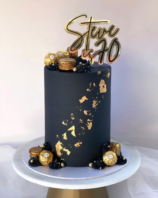 birthday black and gold cake