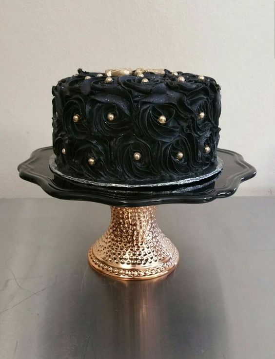 birthday cake black and gold