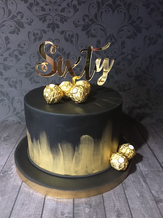 birthday cake gold and black