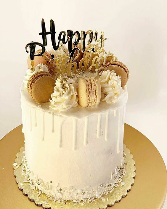 birthday cake gold and white