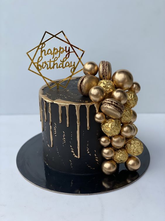 black and gold birthday cake ideas