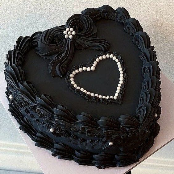 black and white birthday cake