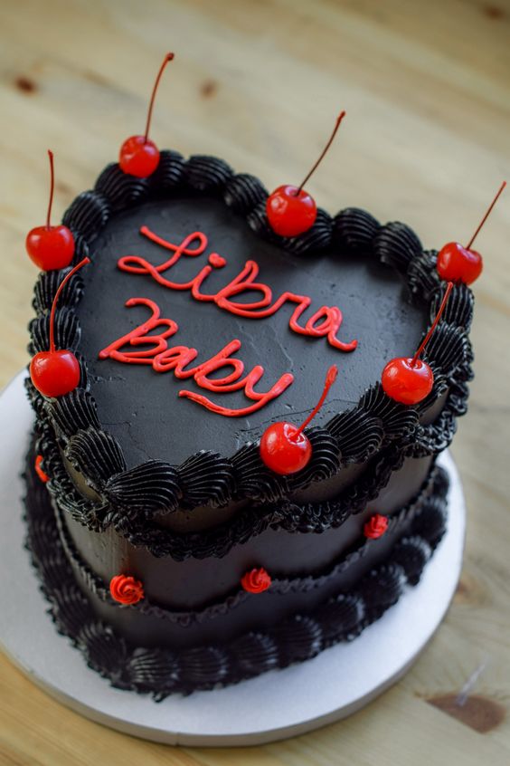 black heart happy birthday cake