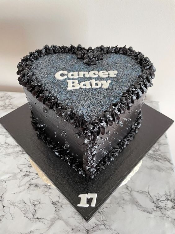 cancer black hearth birthday cake