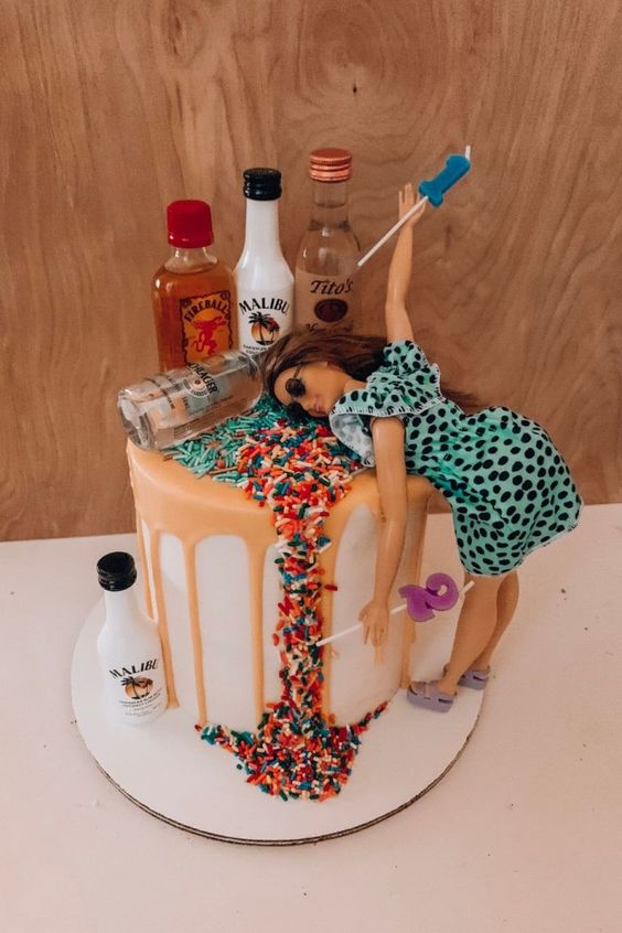 drunk barbie 21st birthday cake