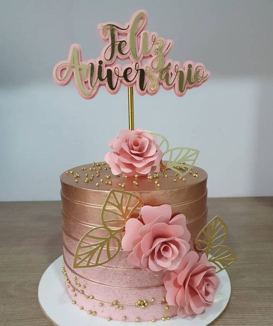 female rose gold birthday cake