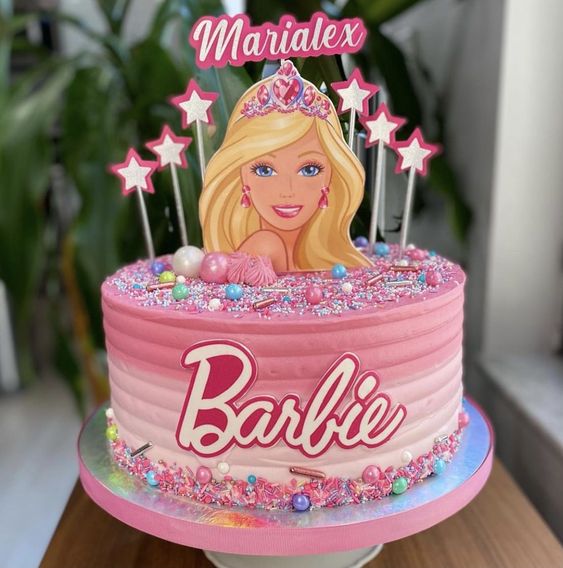 hot pink barbie birthday cake