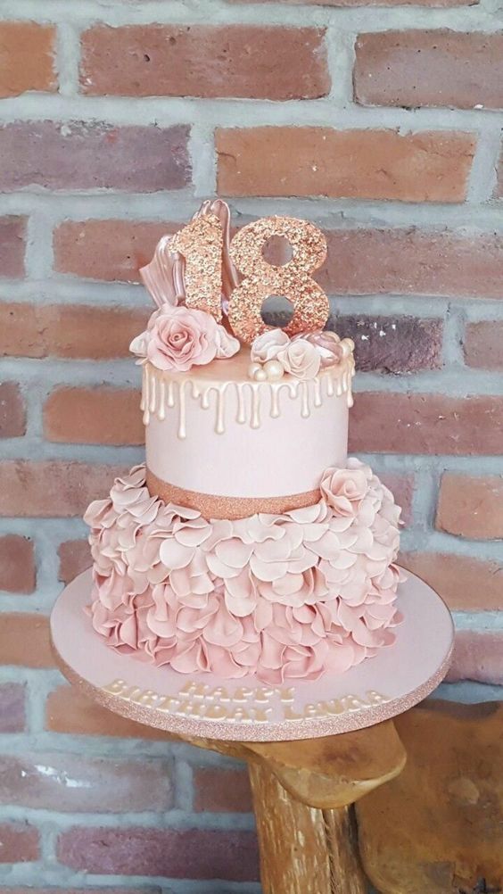 pink and gold birthday cake ideas