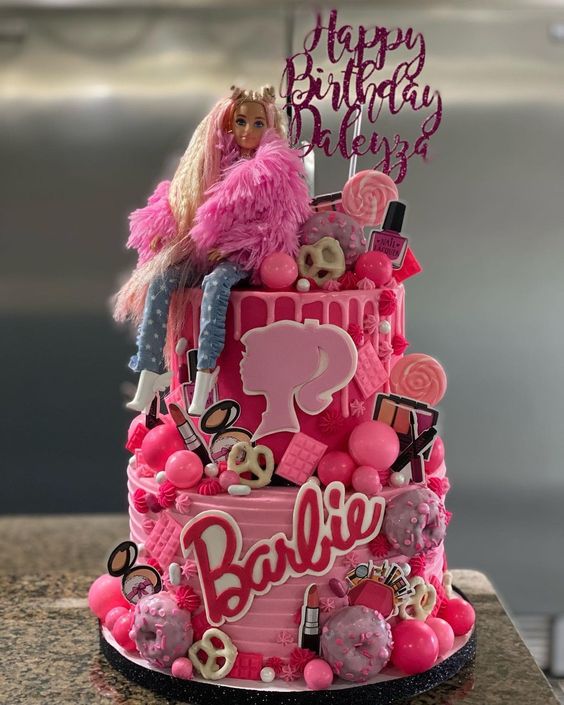pink barbie birthday cake