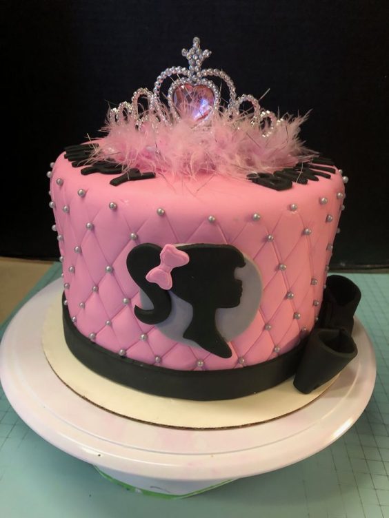 pink barbie cake design