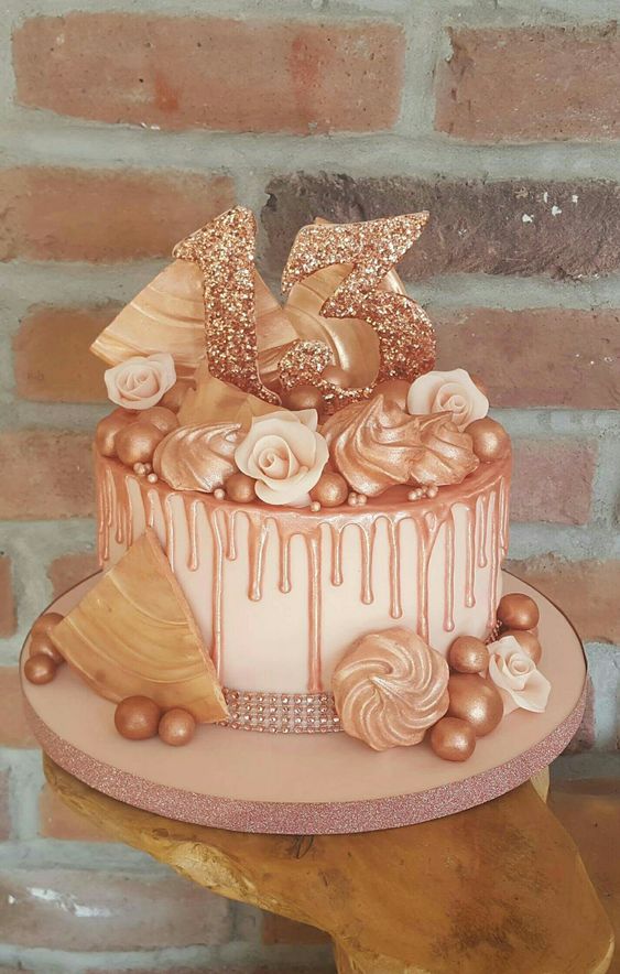 rose gold birthday cake