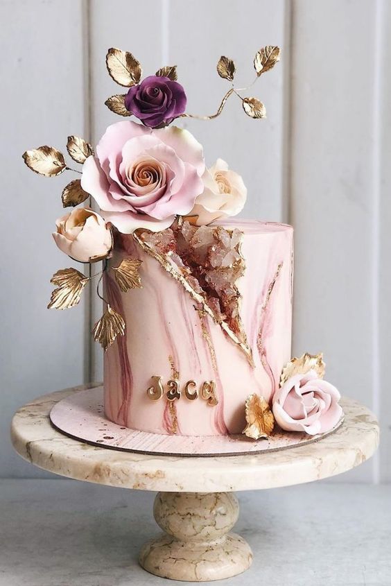 rose gold girly birthday cake