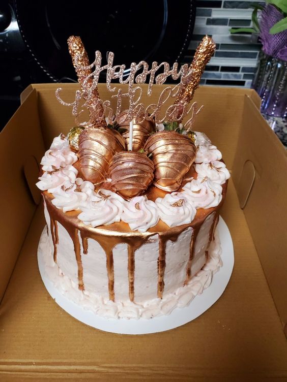 rose gold sweet 16 birthday cake