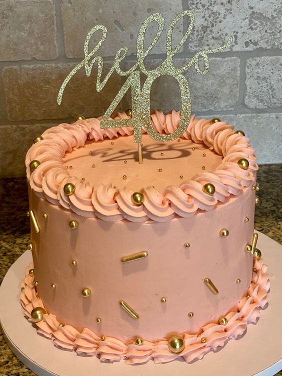 simple rose gold birthday cake