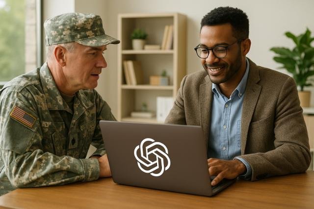 Veteran and advisor using ChatGPT for career transition guidance.