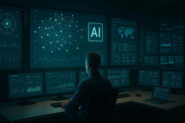 AI-powered network management systems with real-time data and automation interfaces.